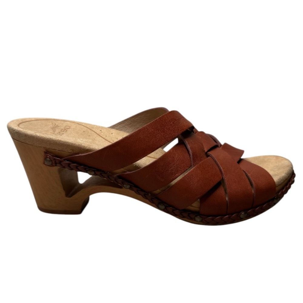 Dansko Tory Clogs Slip On Sandals  Natural Brown Leather Woven 3602270600 SZ 38